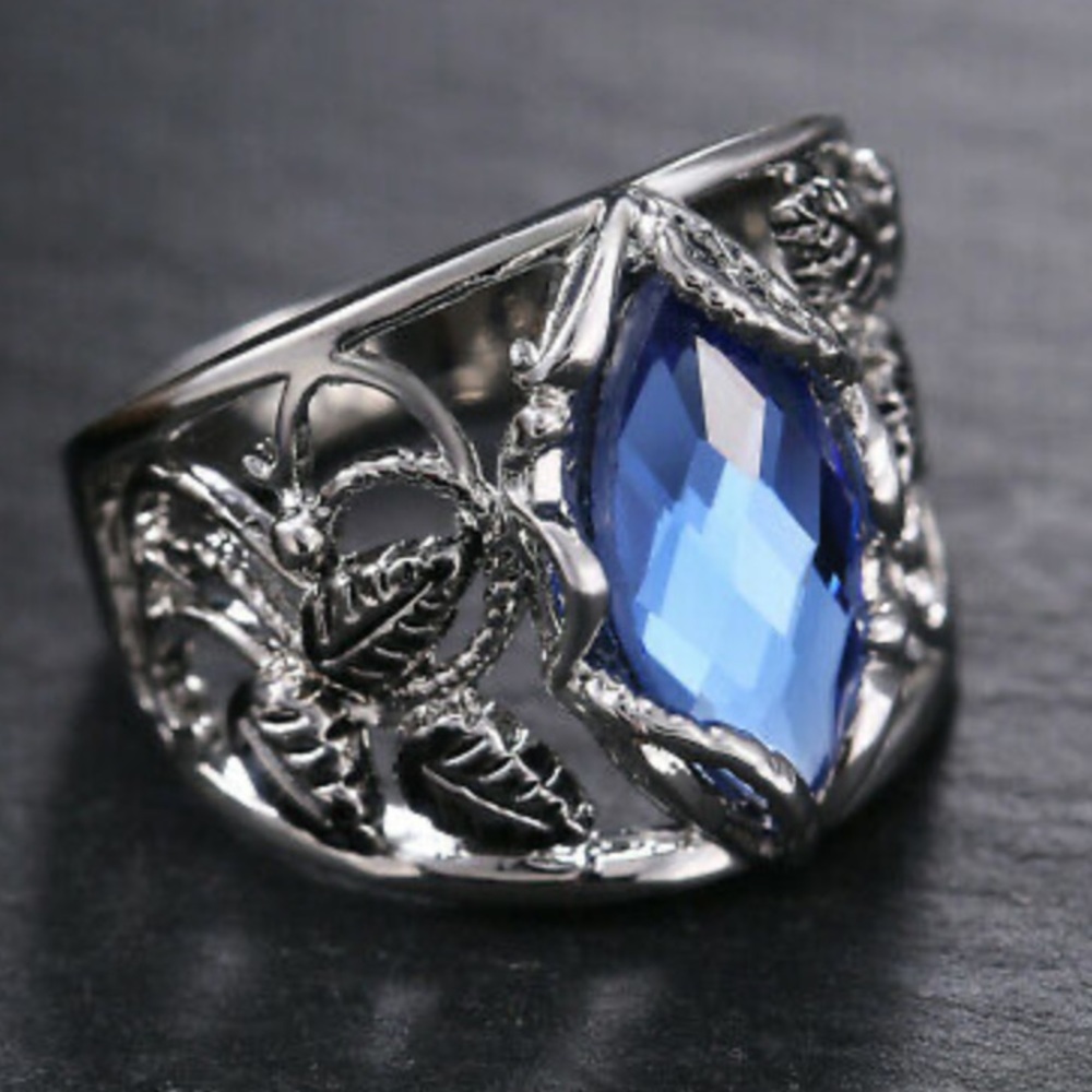 NEW 925  Silver Marquise Cut Blue/Stone Ring - Picture 12 of 14